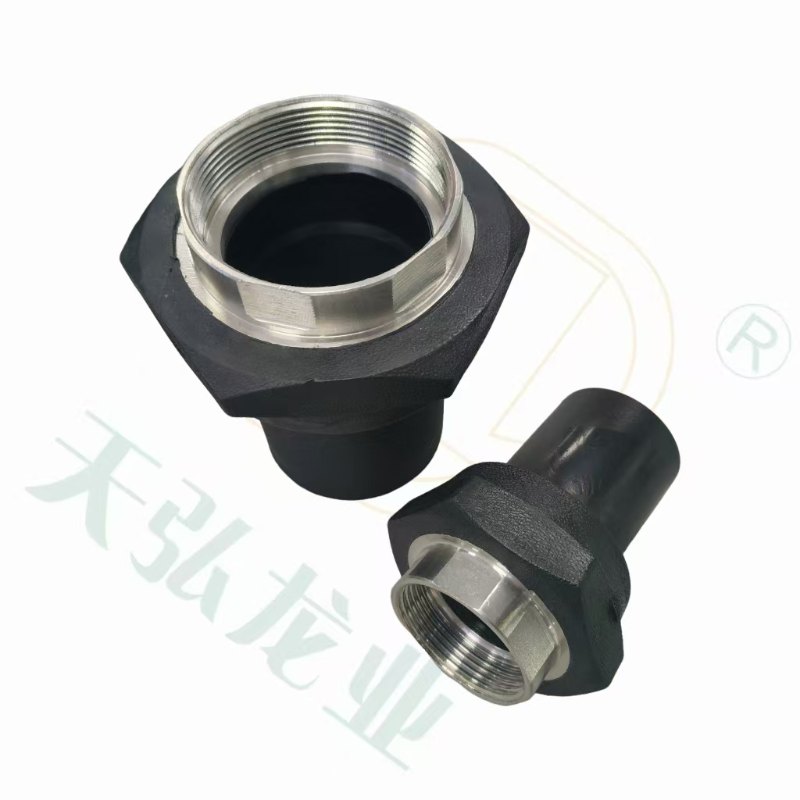 مقرنة الخيط الأنثوية HDPE لإمدادات المياه مع الجزء الداخلي من الفولاذ المقاوم للصدأ Pn16 SDR11